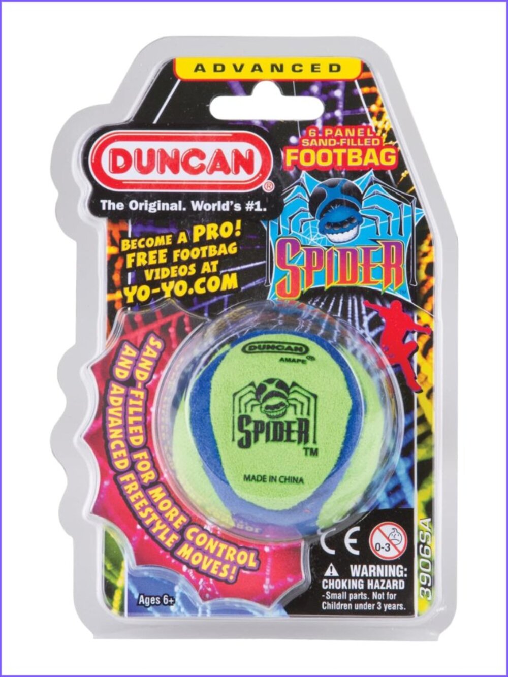 Duncan 6 Panel Footbag Spider Green New Sealed For Age 6+